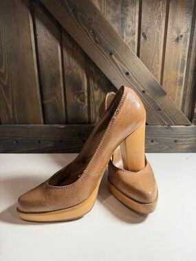 Michael Kors Cognac Leather Platform Pumps